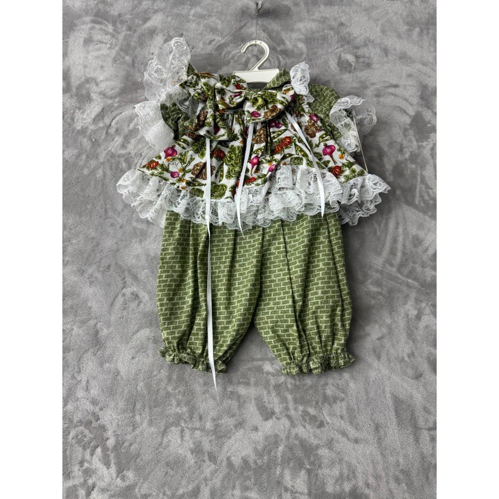RARE Vintage 1995 Cabbage Patch Kids 22" Doll Outfit BabyLand General Green Lace